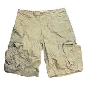 Mens No Boundaries Vintage Cargo Shorts Size 32 Narrow Fit Khaki Cotton Utility